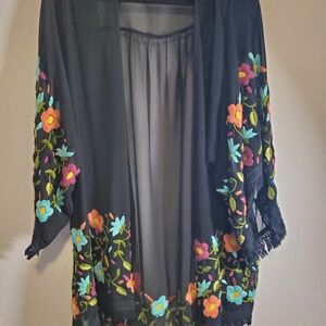 Judith March Black Sheer Kimono